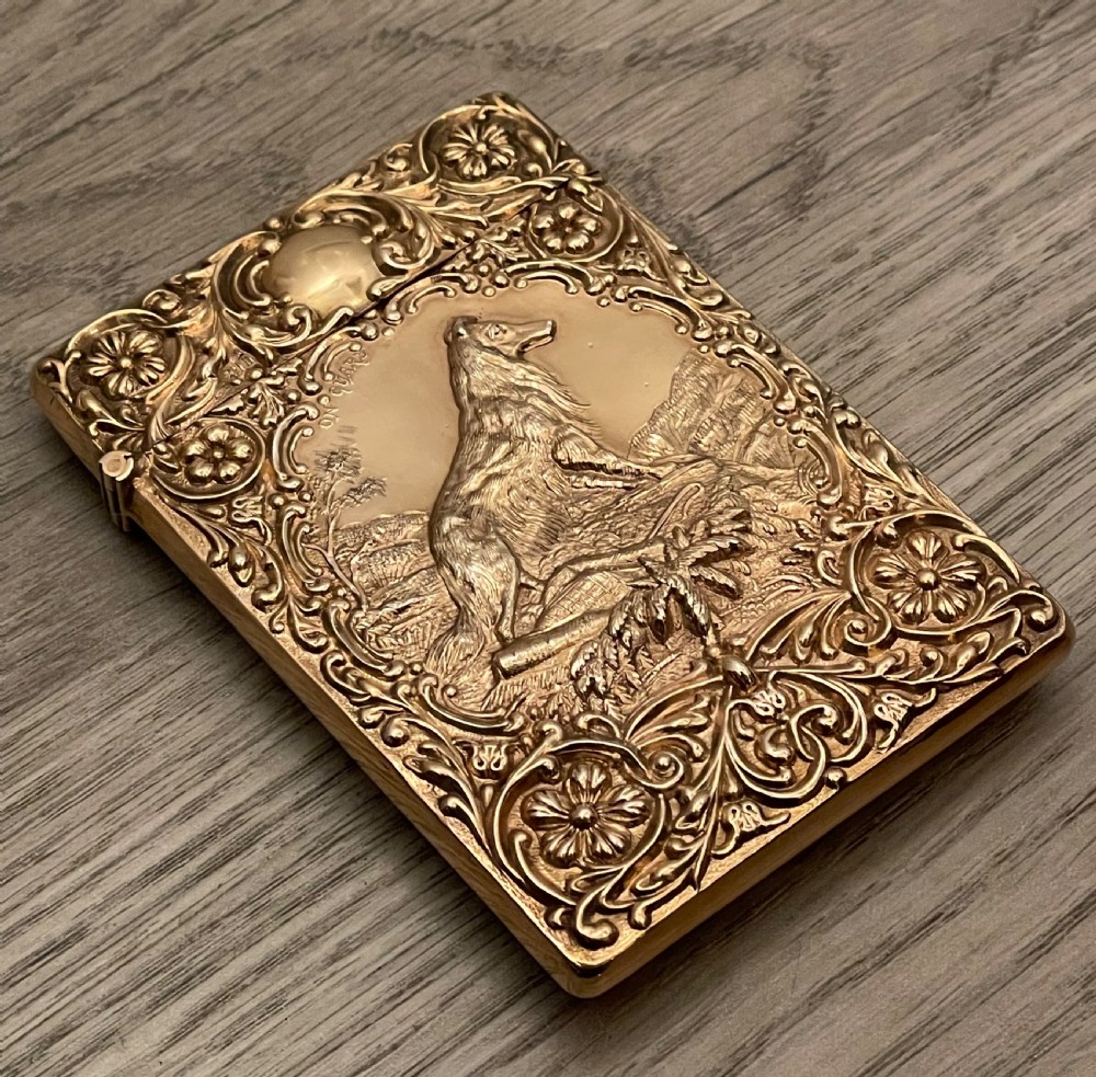Rare Edwardian Solid Silver Gilt Card Case, 1907 View II