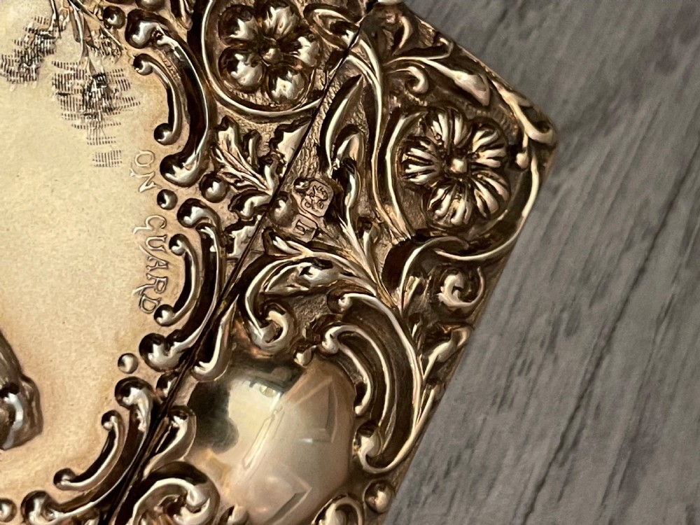 Rare Edwardian Solid Silver Gilt Card Case, 1907 View VI