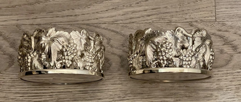 A Pair of Solid Silver Wine Coasters, Portuguese View VI