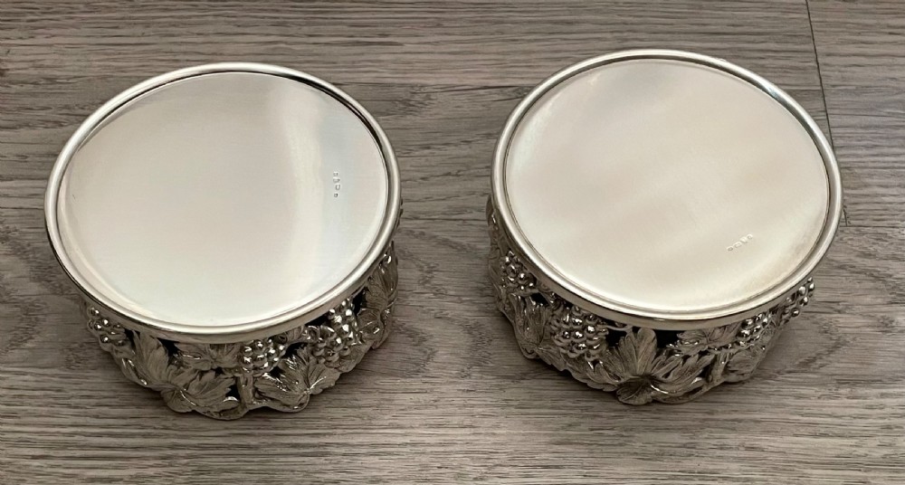 A Pair of Solid Silver Wine Coasters, Portuguese View VII