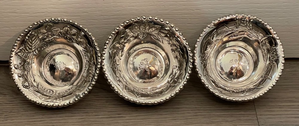 A Good Set of Three Art Nouveau Silver Bon Bon Dishes View II