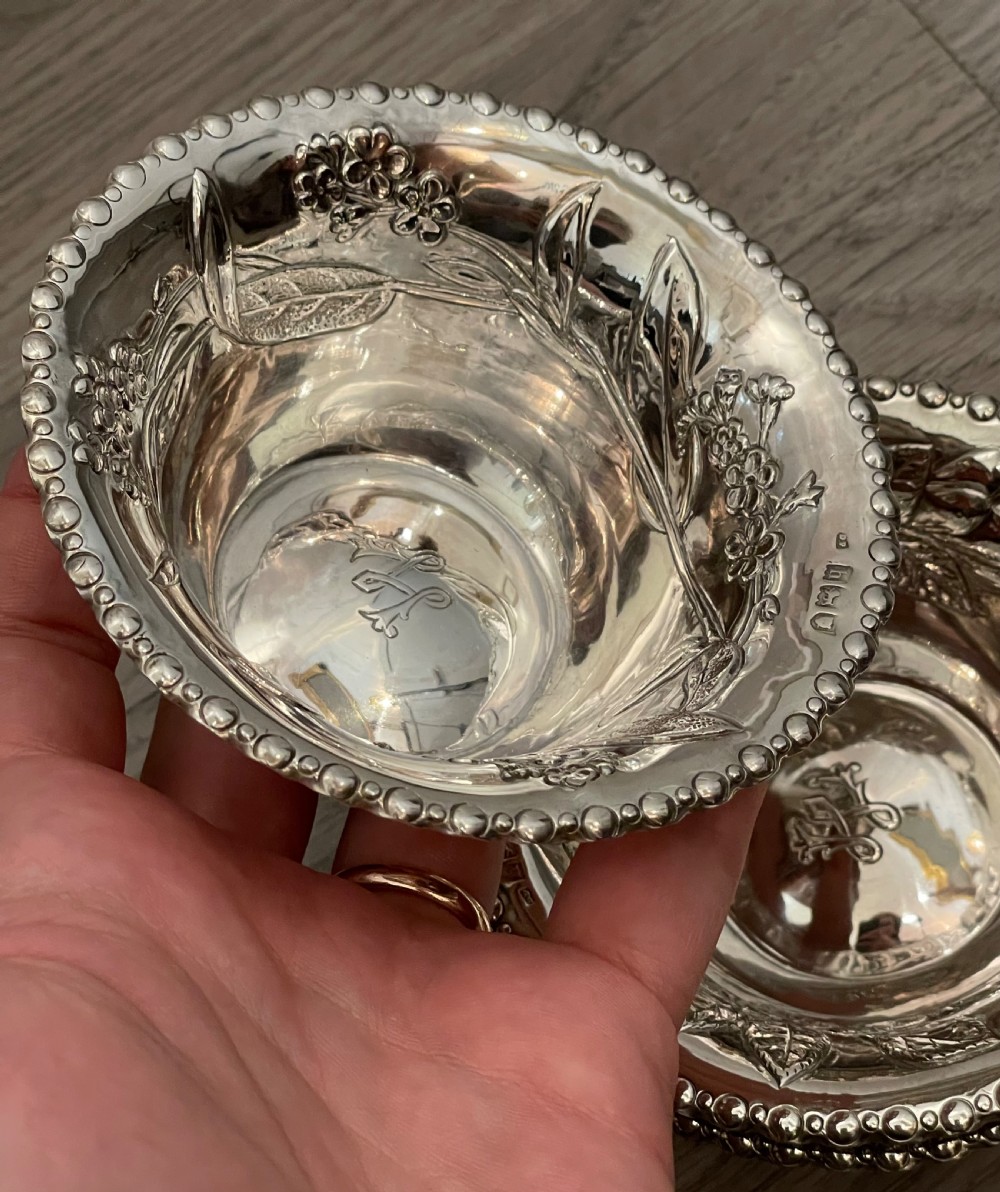 A Good Set of Three Art Nouveau Silver Bon Bon Dishes View IV