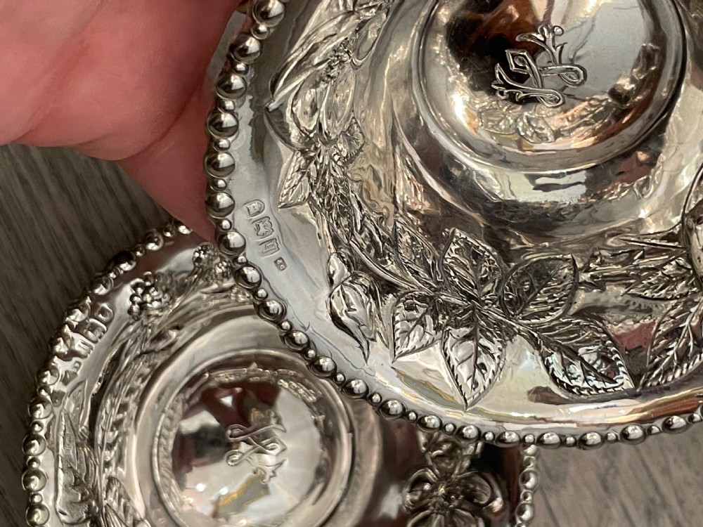 A Good Set of Three Art Nouveau Silver Bon Bon Dishes View V