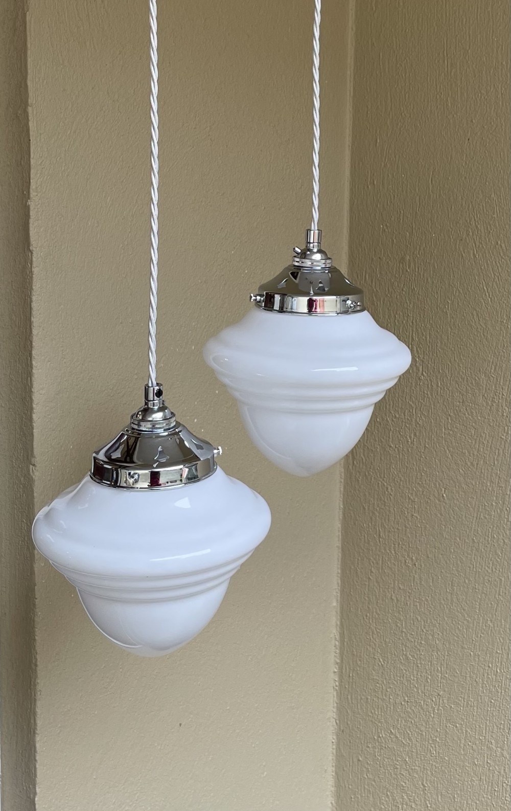 Pair of Art Deco Opaline Pendants 
