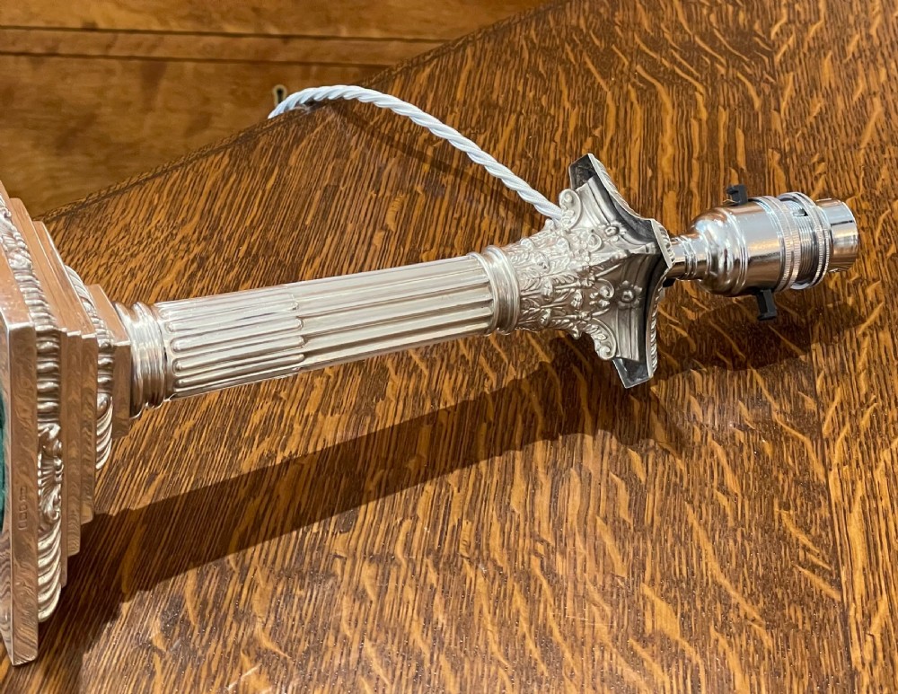 Edwardian Solid Silver Table Lamp, Sheffield 1906 View III