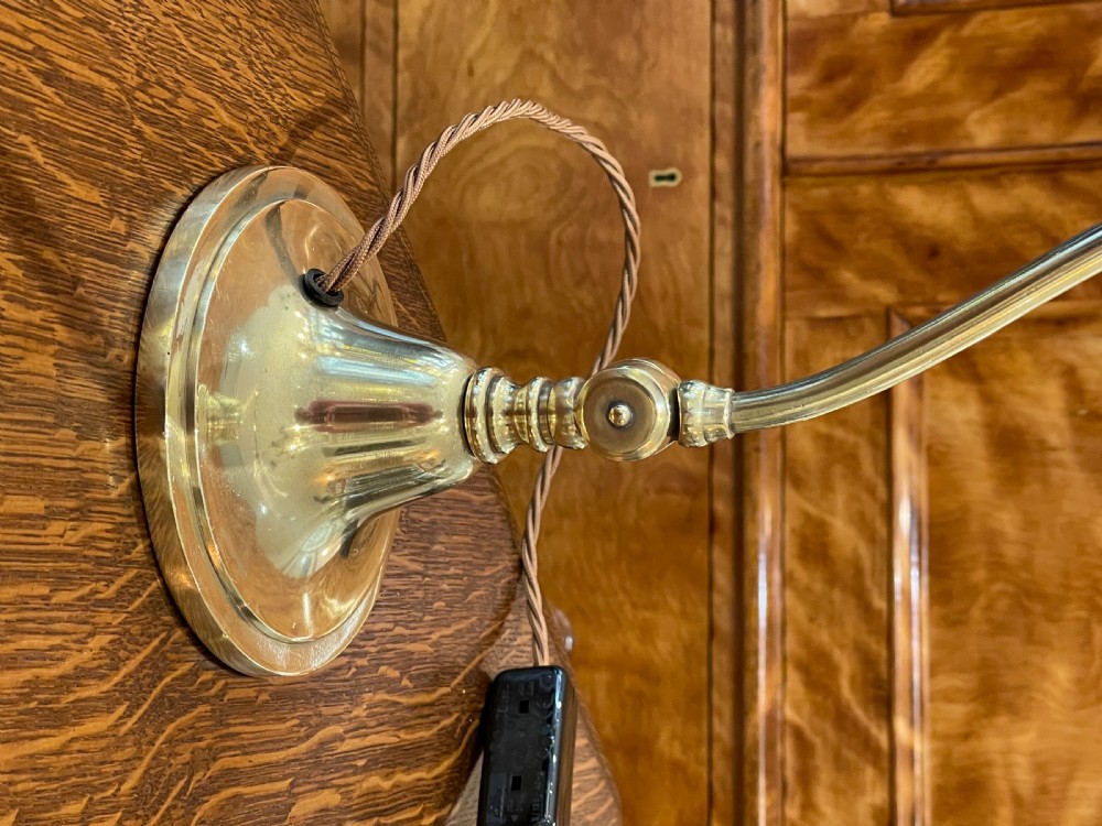 Edwardian Brass Table Lamp with Original Shade View III
