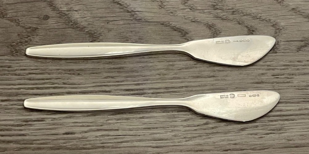 Pair of Georg Jensen Silver Butter Spreaders Knives  View II