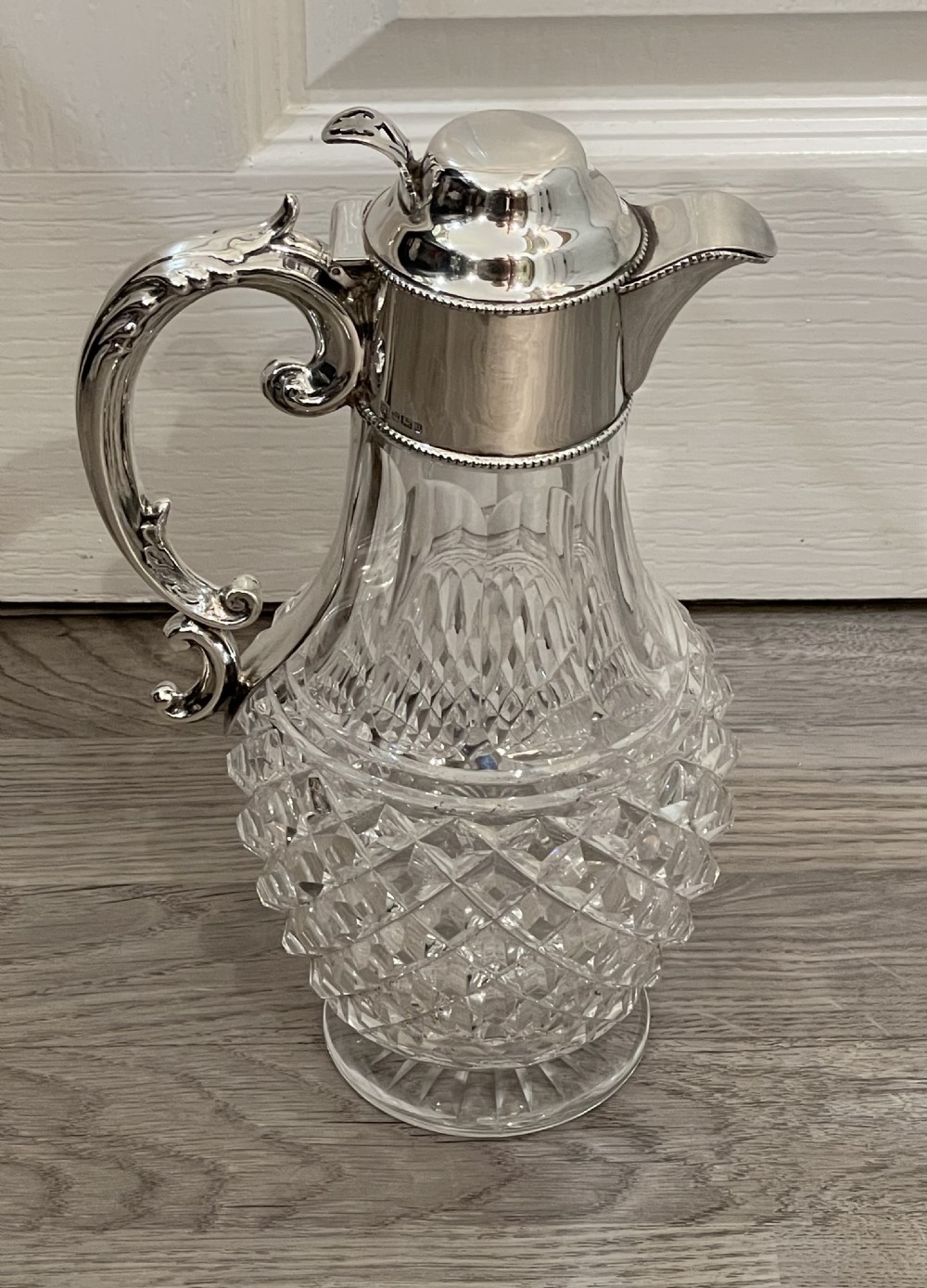George V Silver and Cut Glass Claret Jug
