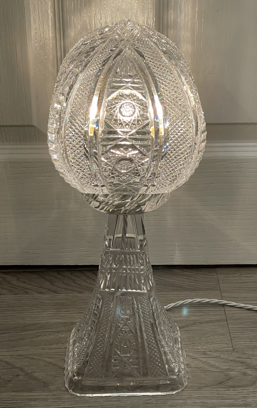 Beautiful Cut Glass Crystal Table Lamp  View V
