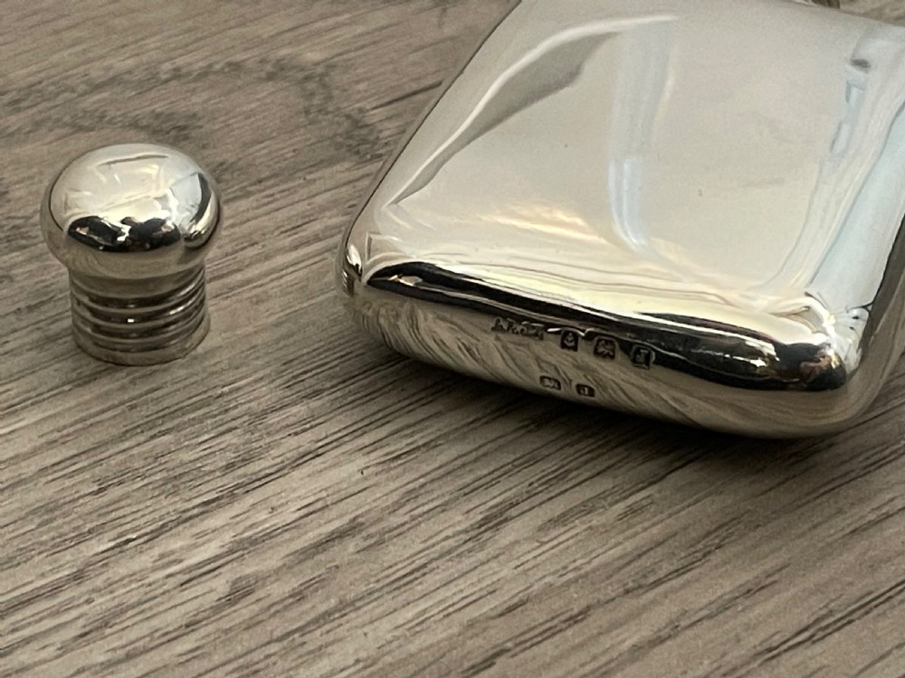 George V Silver Cushion  Hip Flask by A & J Zimmerman View VI