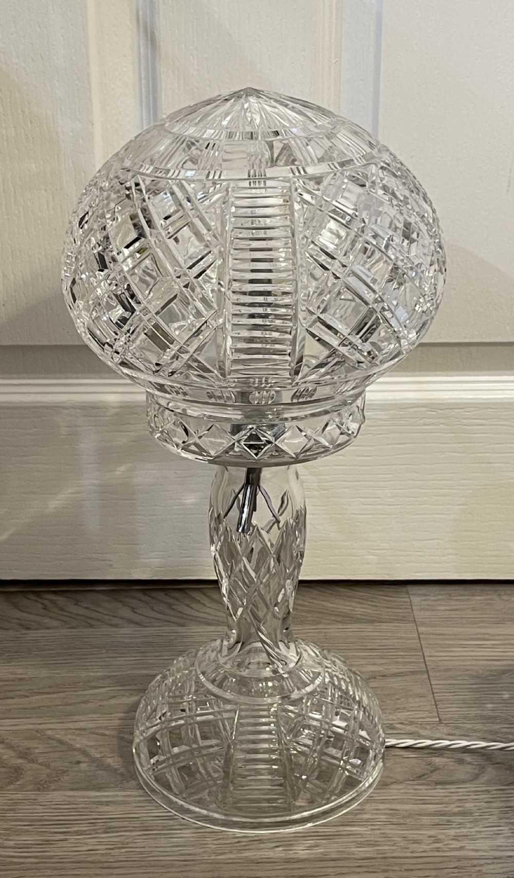 1930s Cut Glass Mushroom Table Lamp