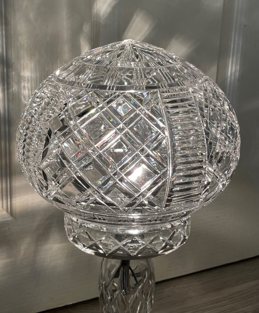 1930s Cut Glass Mushroom Table Lamp View IV