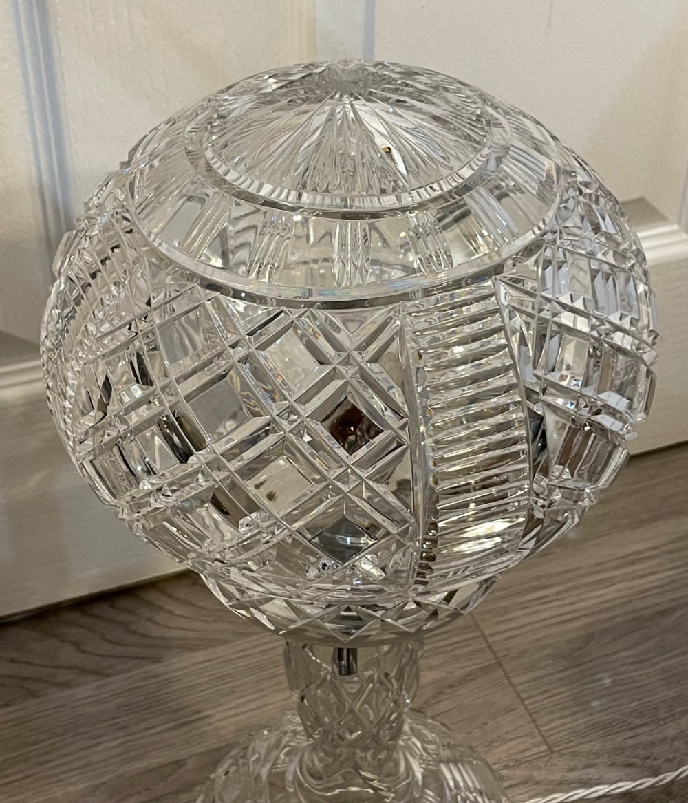 1930s Cut Glass Mushroom Table Lamp View V