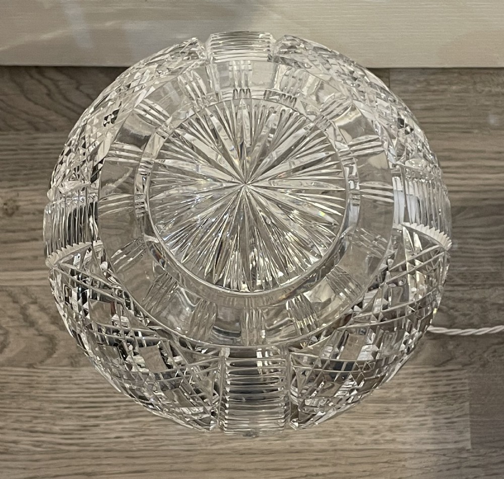 1930s Cut Glass Mushroom Table Lamp View VI