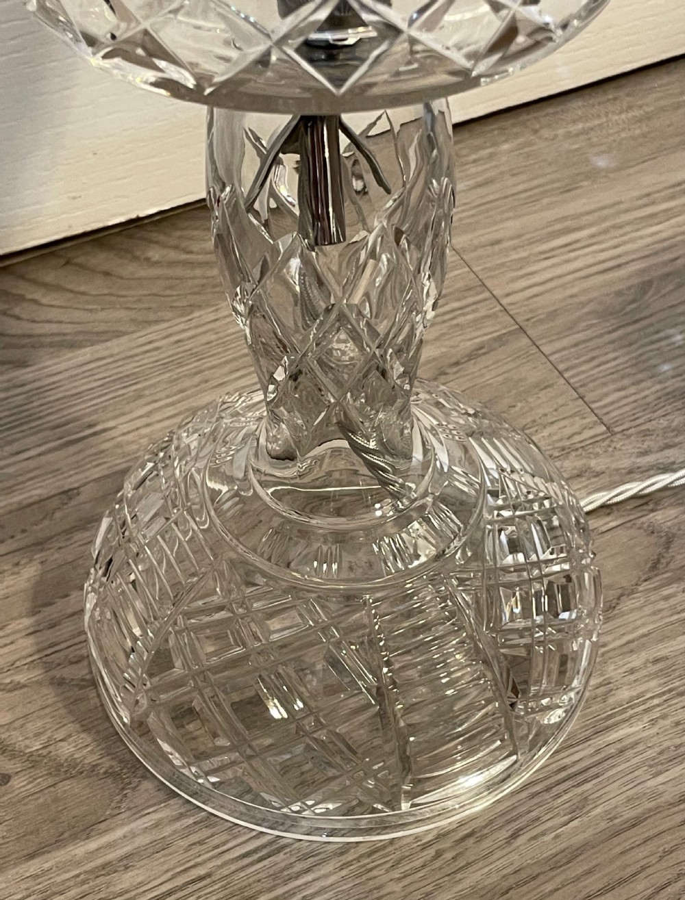 1930s Cut Glass Mushroom Table Lamp View VII