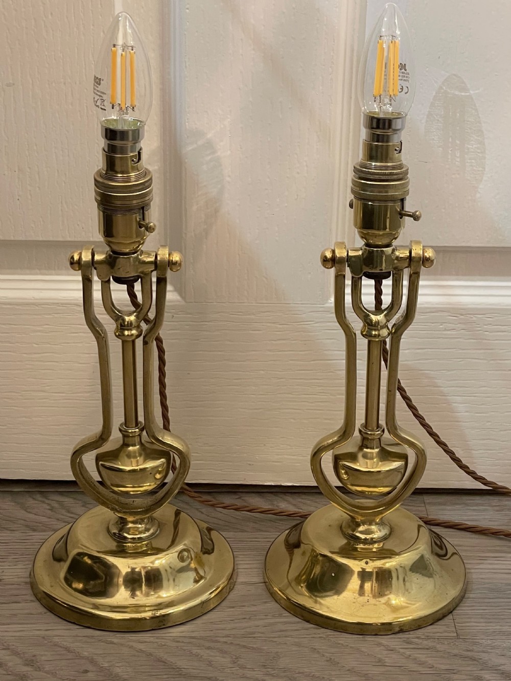 Pair of Solid Brass Gimbal Lamps AP9009