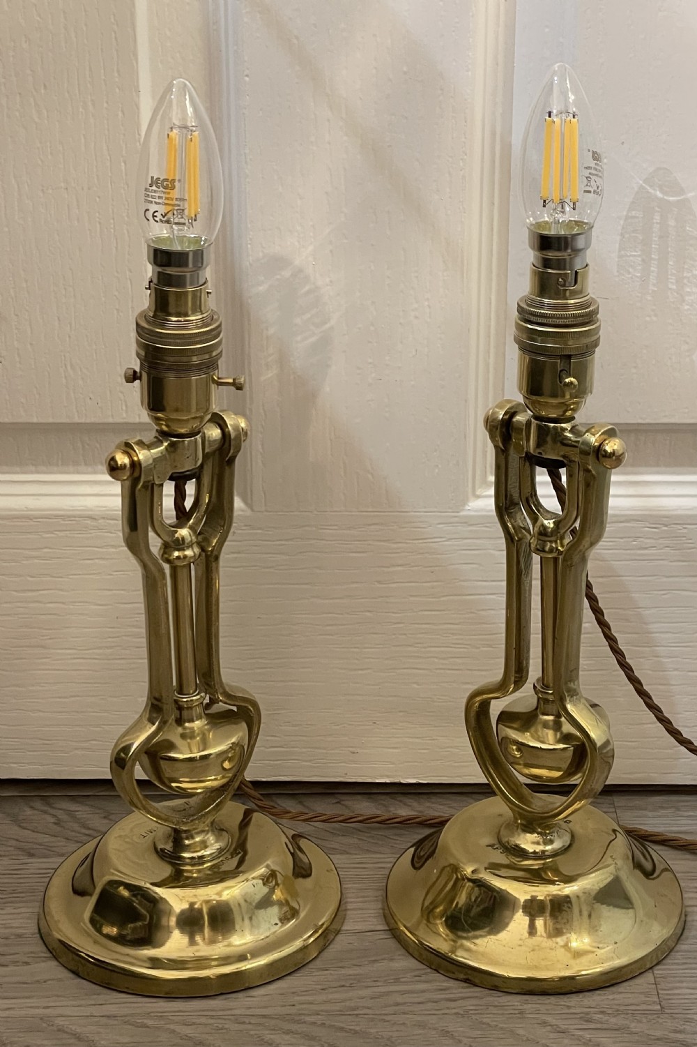 Pair of Solid Brass Gimbal Lamps AP9009 View II