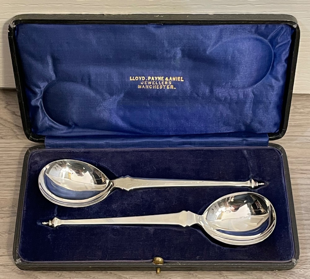 Pair Edwardian Silver Serving Spoons