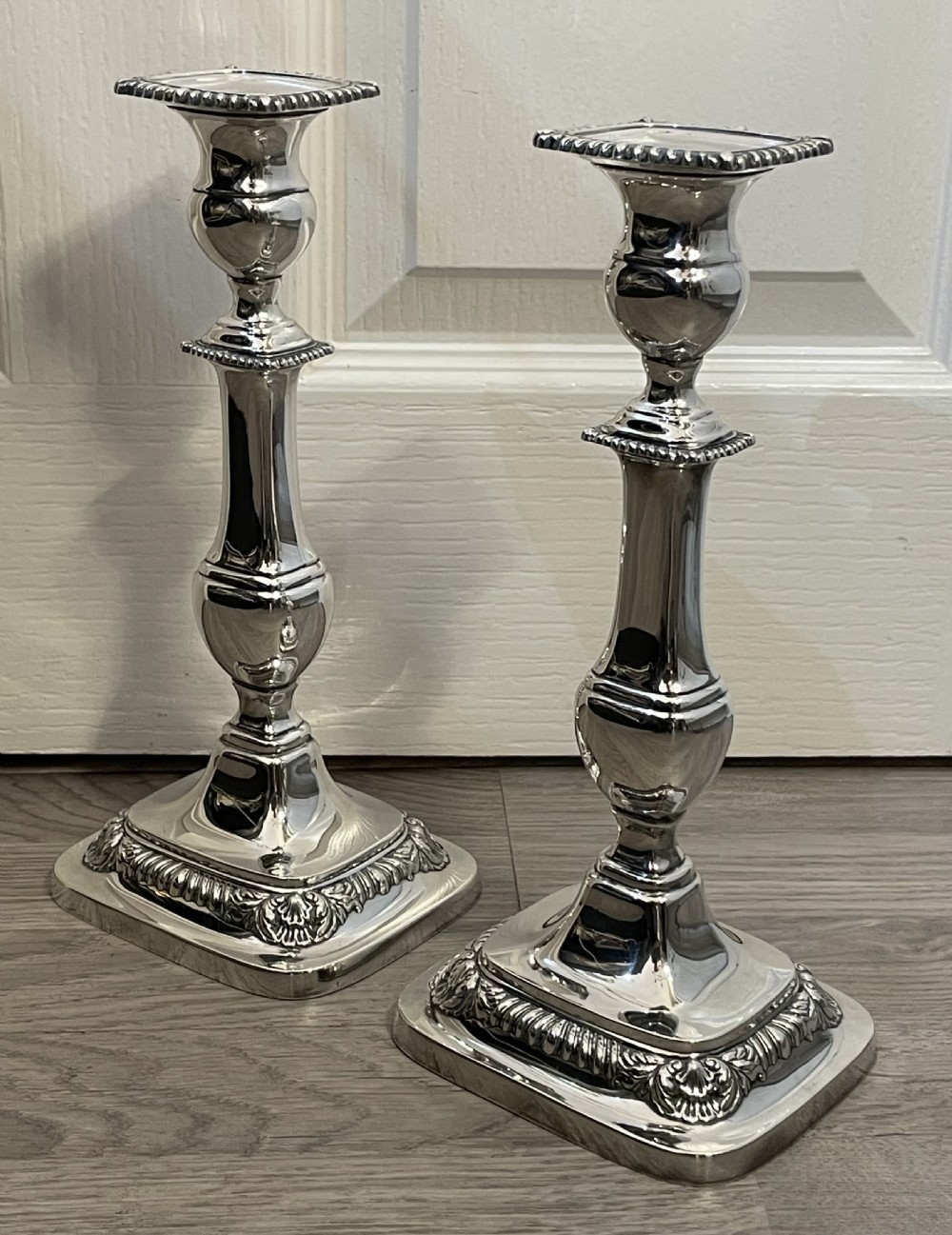 Good Pair of Solid Silver Candlesticks, 11 inch View V