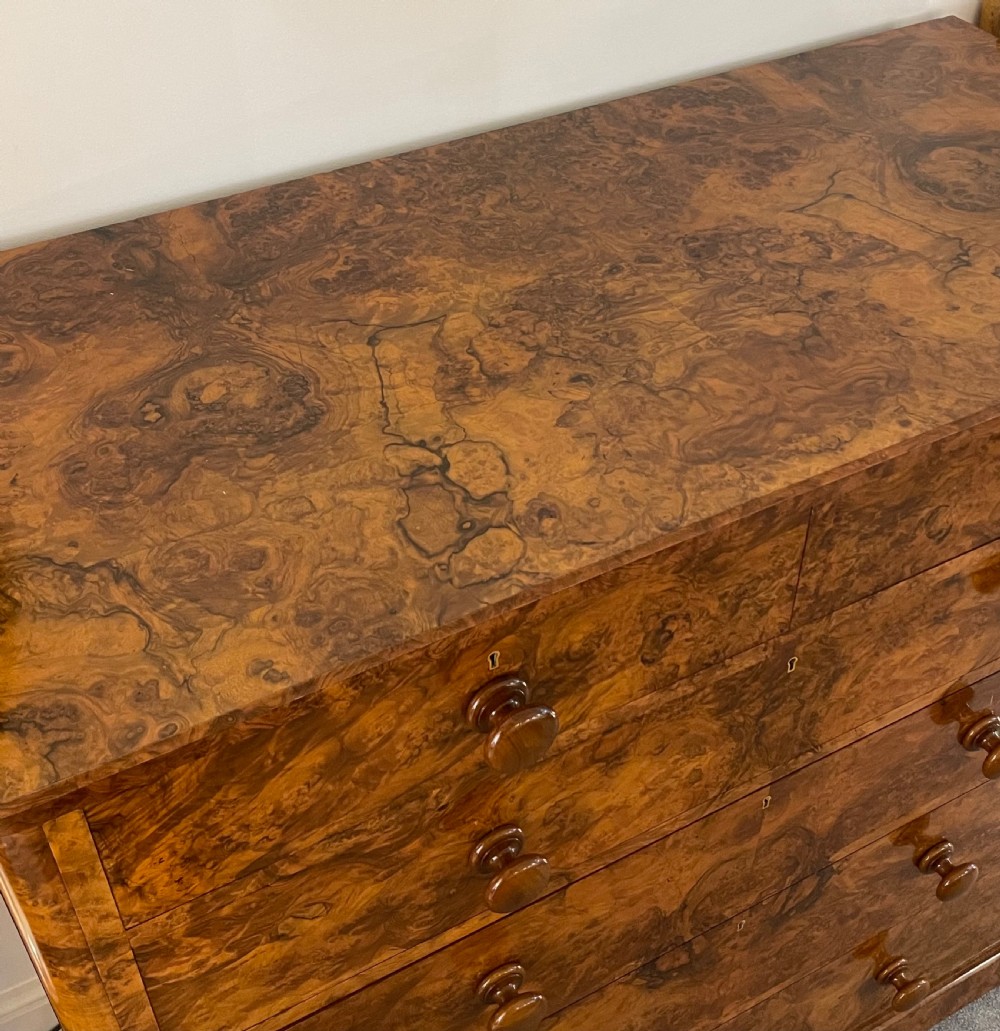 Quality Victorian Burr Walnut Chest of Drawers  View IV