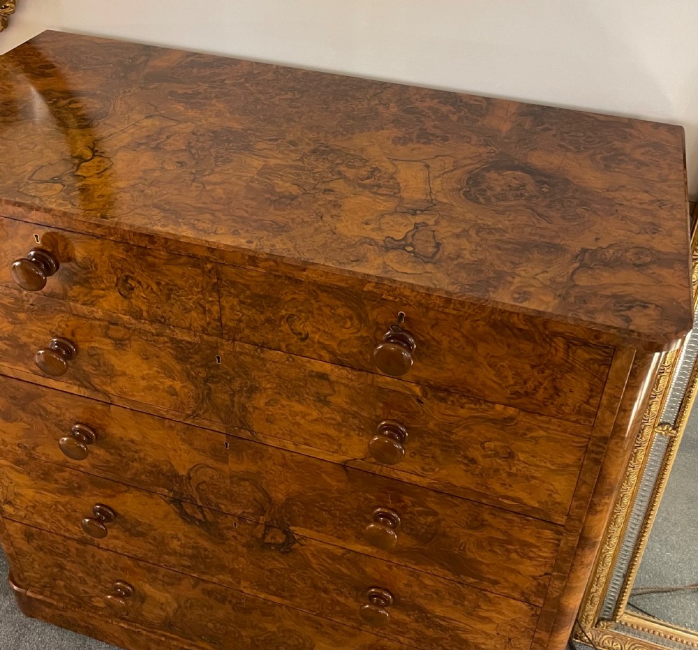 Quality Victorian Burr Walnut Chest of Drawers  View VI