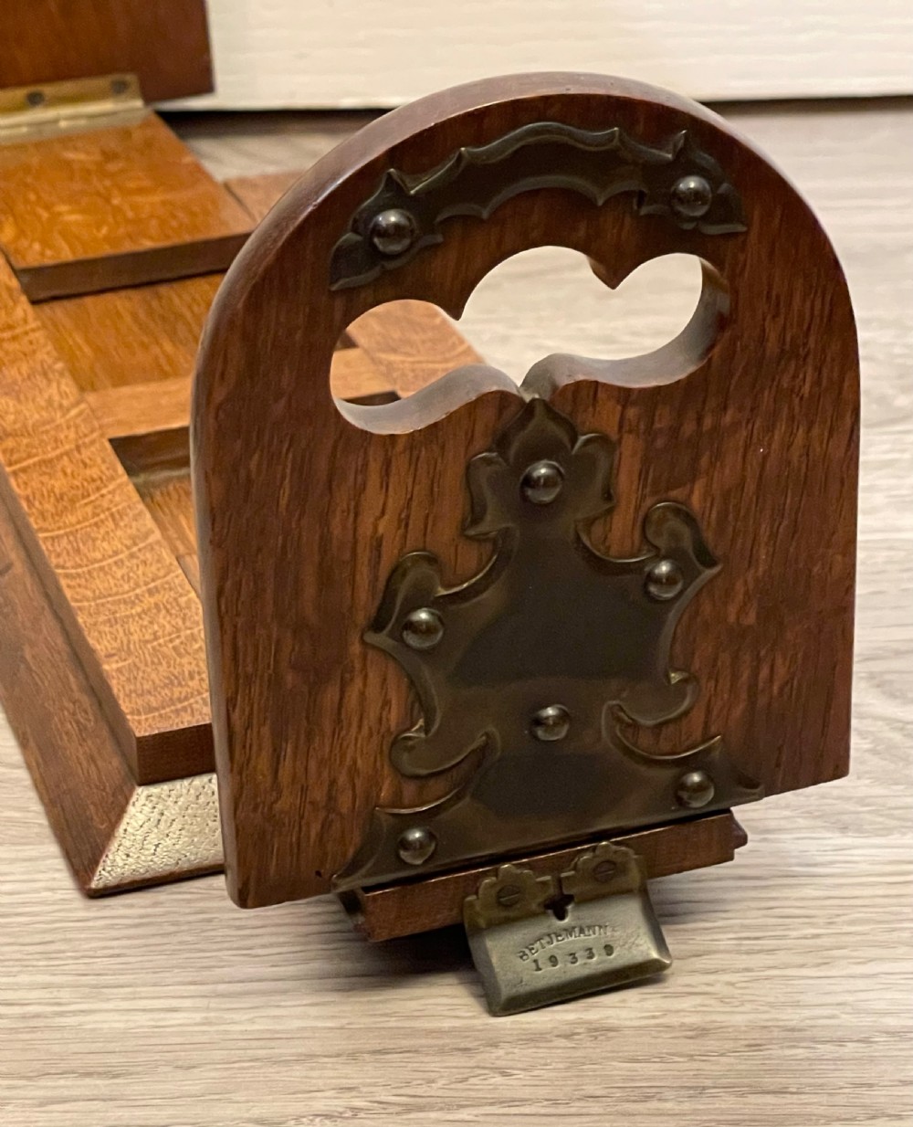 Victorian Oak and Brass Betjemann Bookslide View VIII