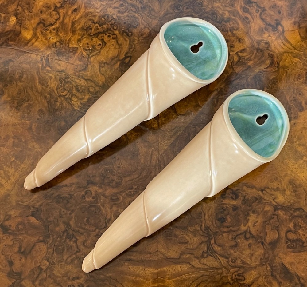 Pair of Clarice Cliff Shell Wall Pockets