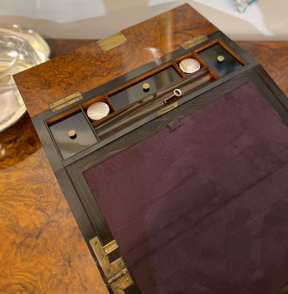 Superb Quality Victorian Burr Walnut Writing Slope Box View III