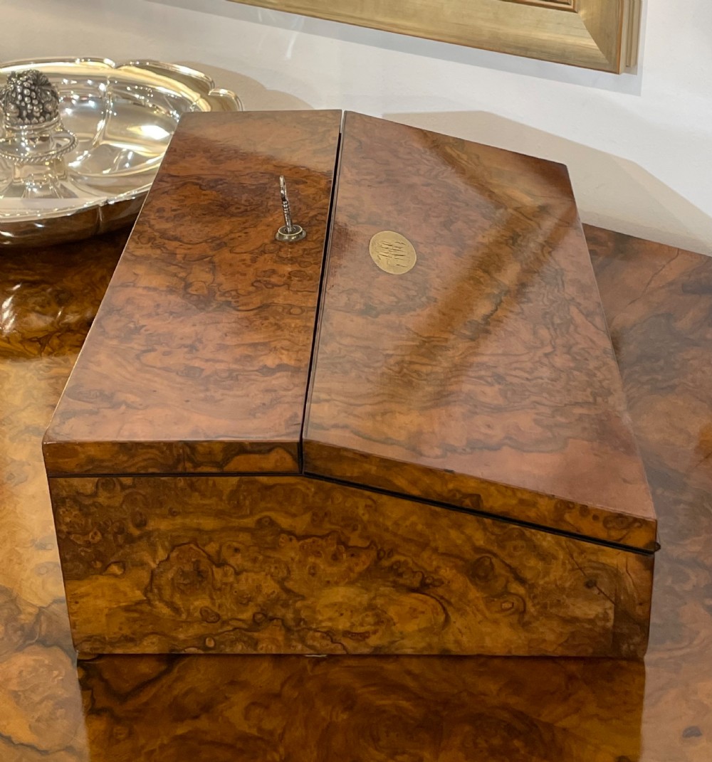 Superb Quality Victorian Burr Walnut Writing Slope Box View IV