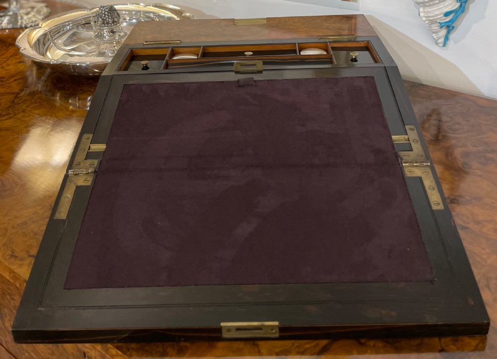 Superb Quality Victorian Burr Walnut Writing Slope Box View V