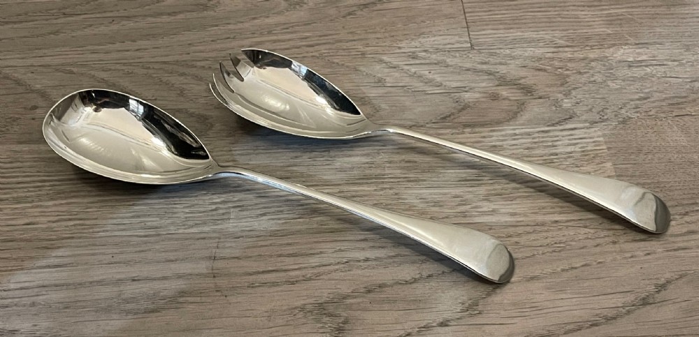 George V Solid Silver Salad Servers by Hukin & Heath View III
