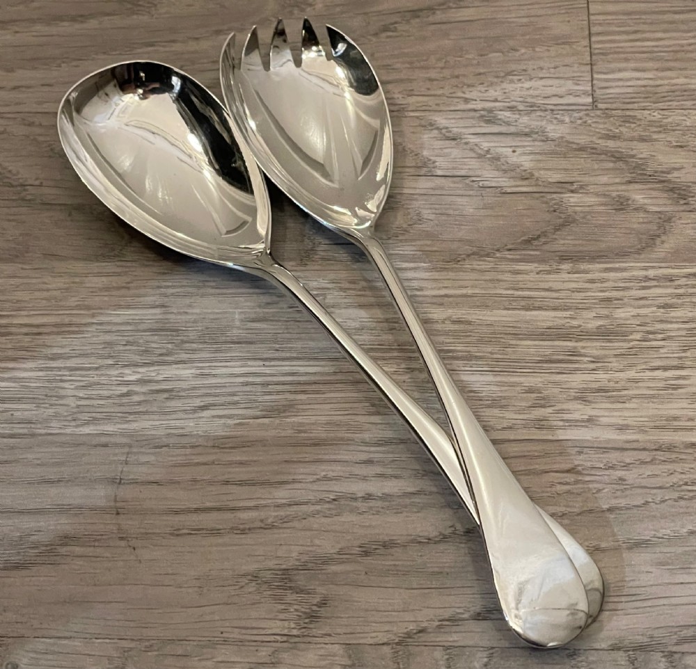 George V Solid Silver Salad Servers by Hukin & Heath View VIII