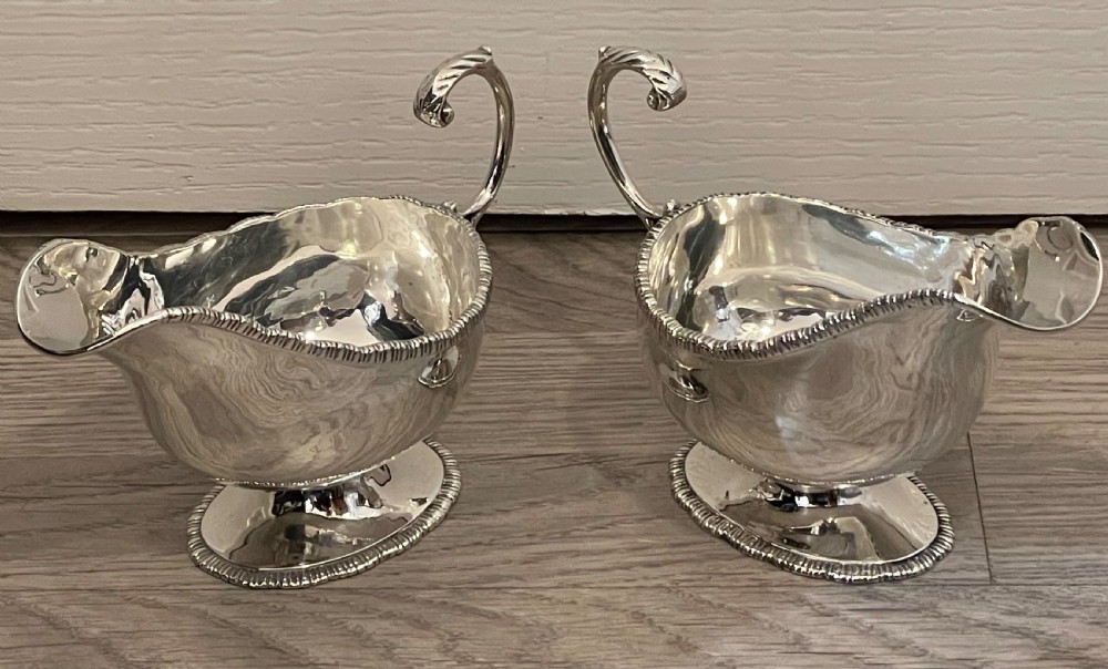 Pair Chester Silver Sauce Boats by Asprey View V