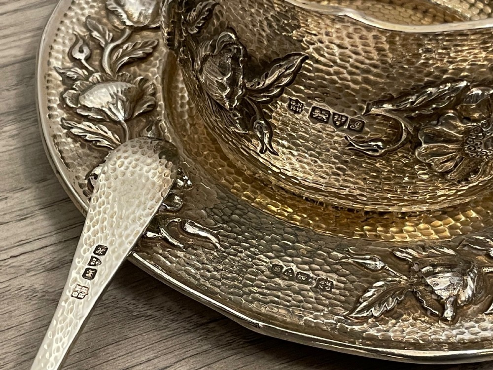 Stunning g Arts & Crafts Silver Gilt Christening Porringer set, Chester View IX