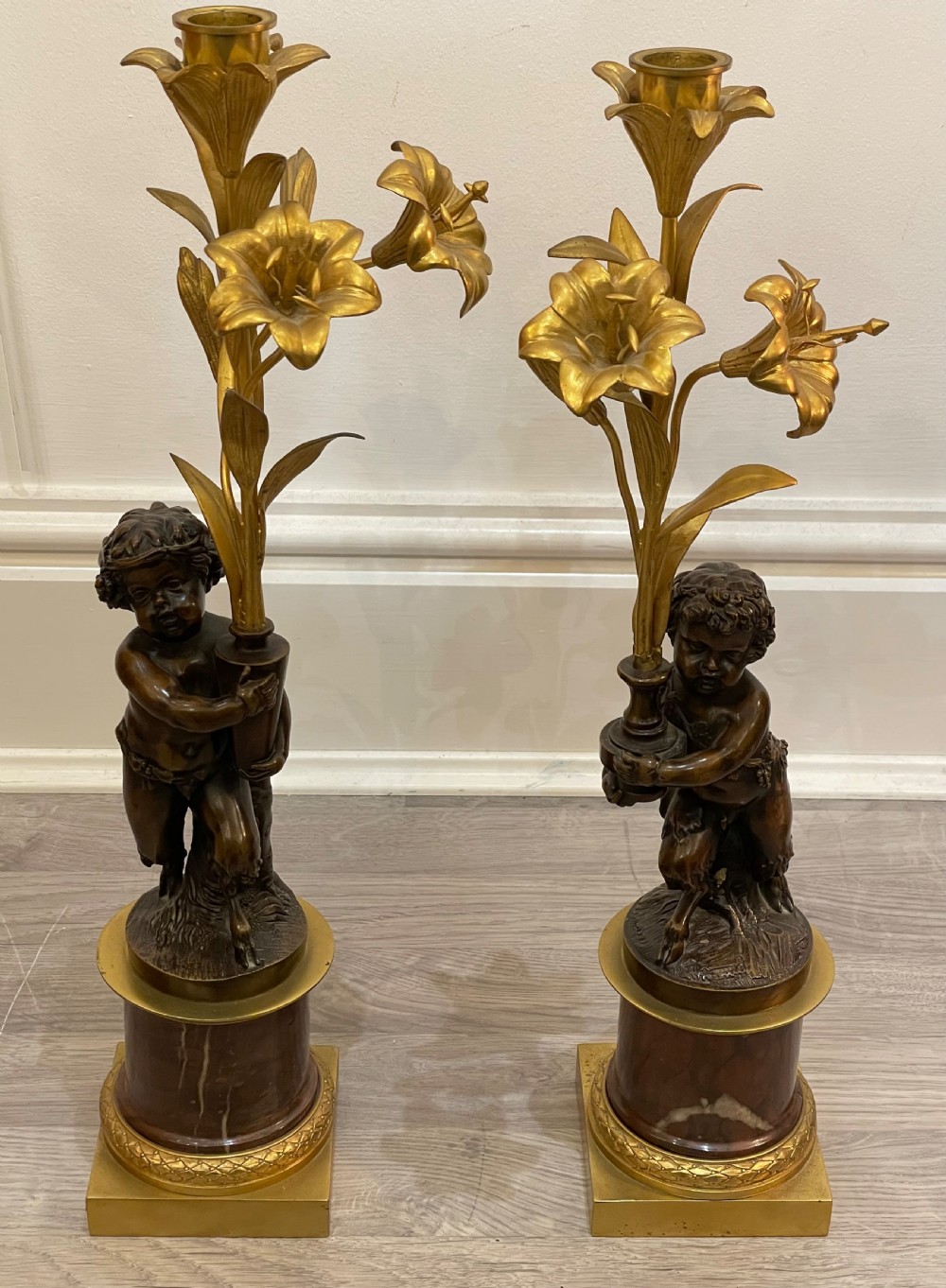 Impressive French Bronze Putti Candelabra after Clodion