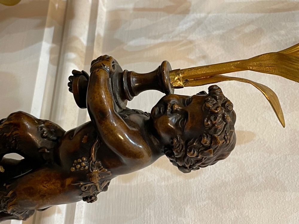 Impressive French Bronze Putti Candelabra after Clodion View V