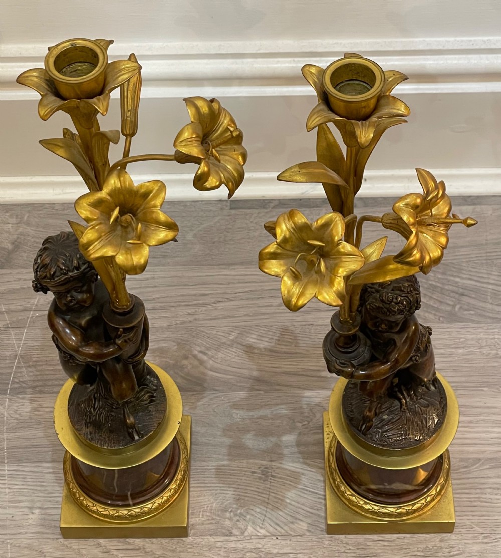Impressive French Bronze Putti Candelabra after Clodion View VIII