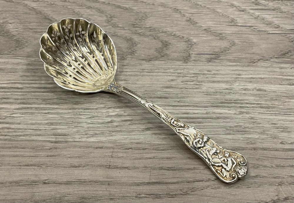 Victorian Bacchanalian pattern Silver Sifter Spoon, 1885 View II