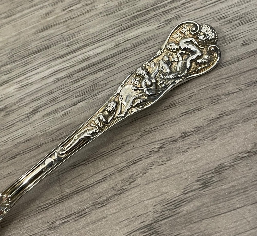 Victorian Bacchanalian pattern Silver Sifter Spoon, 1885 View III
