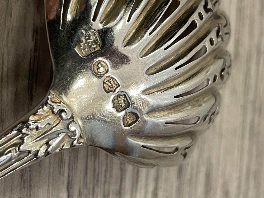 Victorian Bacchanalian pattern Silver Sifter Spoon, 1885 View V