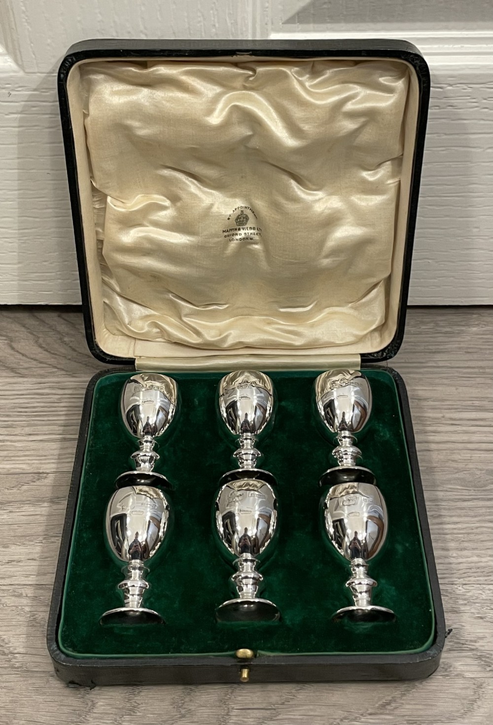 Good Set of Six Solid Silver Goblet Liqueur Tot Cups