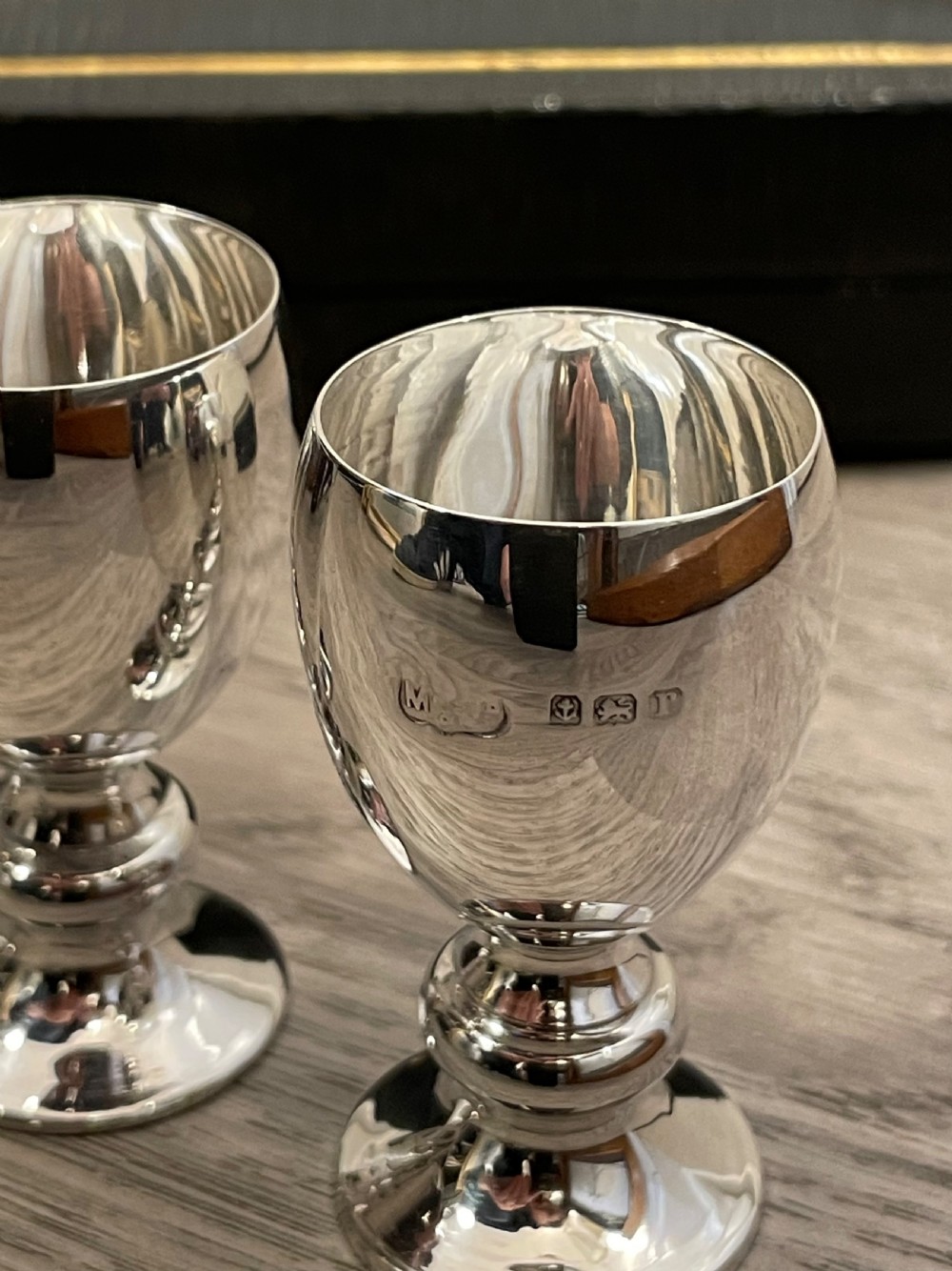 Good Set of Six Solid Silver Goblet Liqueur Tot Cups View VII