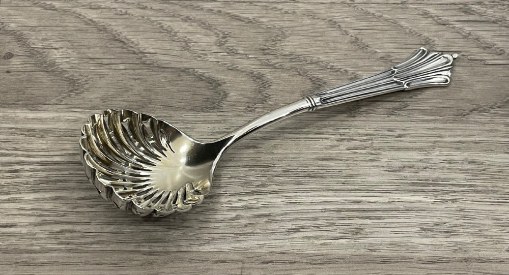 Quality Victorian Albany Pattern Silver Sugar Sifter Spoon View III