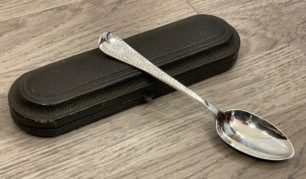 Victorian Silver Christening Spoon, Exeter View VII