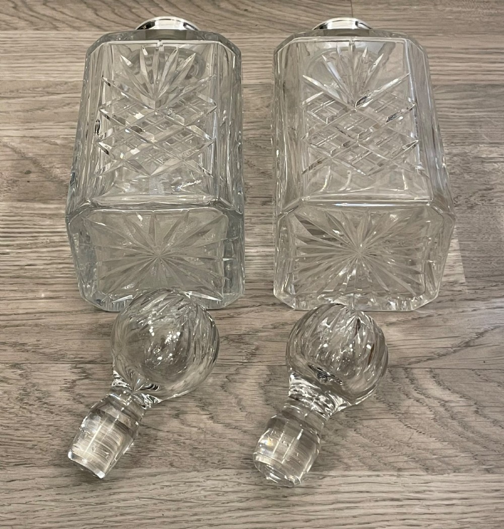 Pair of Solid Silver Topped Cut Glass Decanters View III