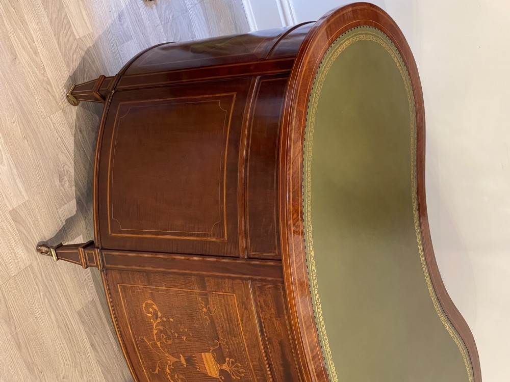 Superb Edwardian Marquetry Inlaid Desk, Attributed Edwards & Roberts View VII