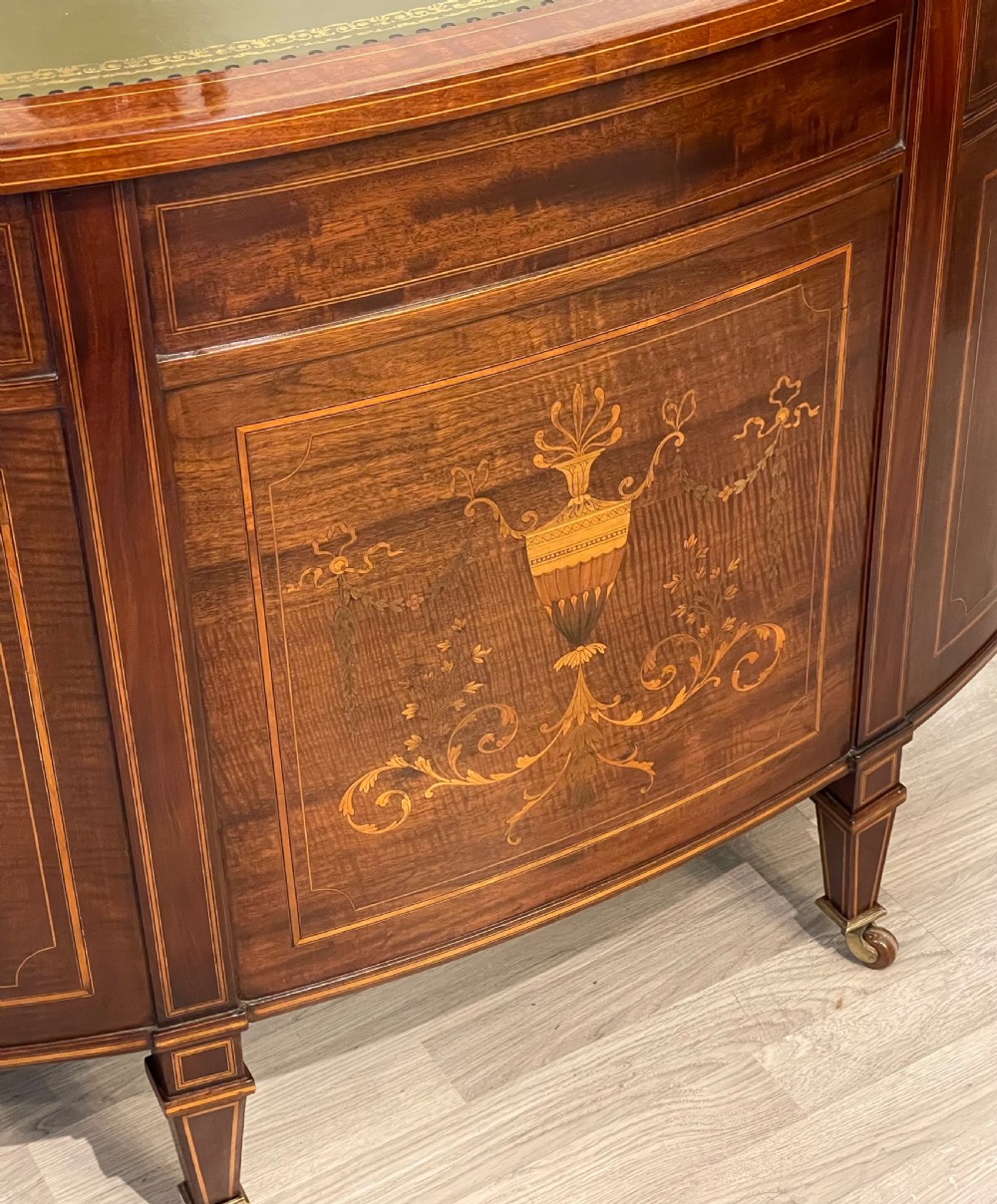 Superb Edwardian Marquetry Inlaid Desk, Attributed Edwards & Roberts View VIII