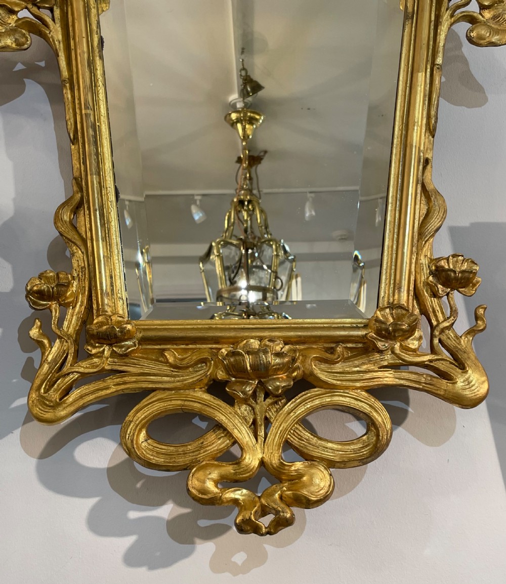 Stunning Art Nouveau Gilded Mirror View VI