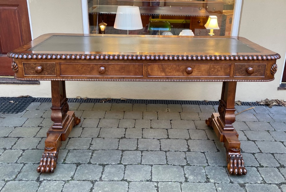 Superb George IV Burr Elm Library Table Attributed to William Trotter