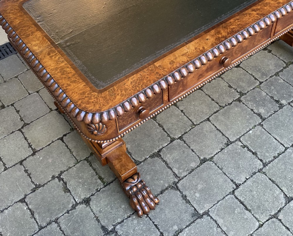 Superb George IV Burr Elm Library Table Attributed to William Trotter View II